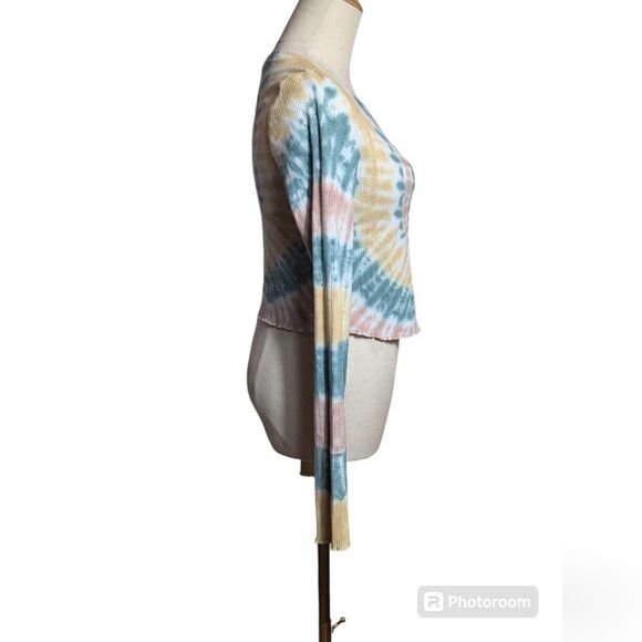 Aeropostale OG Collection Green Tie Dye Cropped Shrunken Tee - Picture 3 of 6